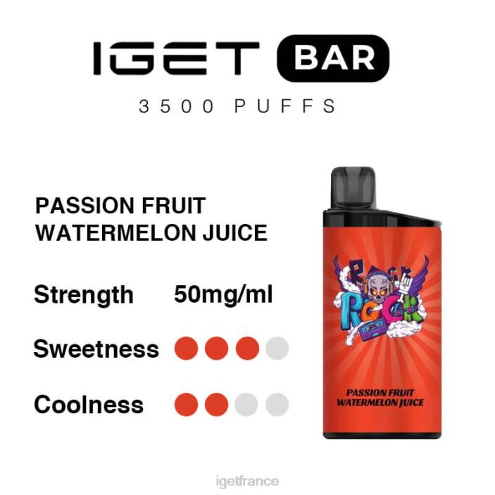 France X02H289 barre IGET 3500 bouffées jus de pastèque aux fruits de la passion
