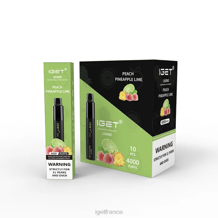 Bar X02H338 IGET Legend 4000 bouffées pêche ananas citron vert